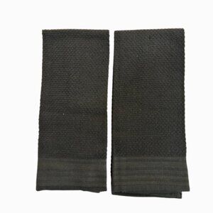 Set of 2 Premium Black Kitchen Towels – Soft Absorbent Dish Towels for Drying,